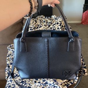 Black Tory Burch tote bag with crossbody strap only used a couple times